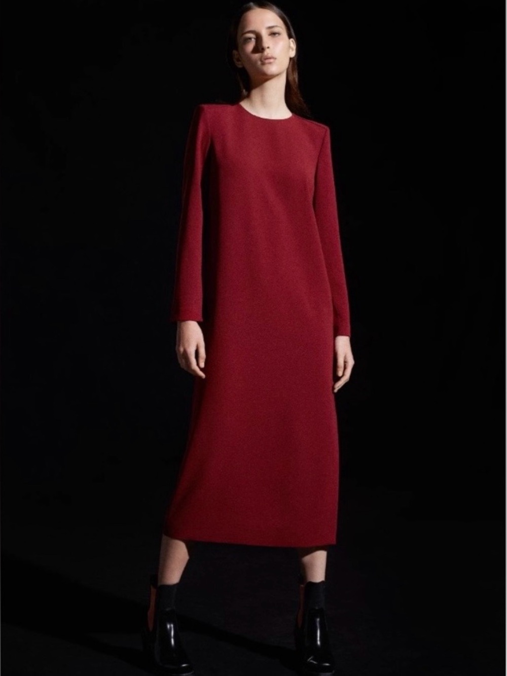 NWT Babaton 1-01 Wilhelmina Sheath Dress Midi Red Slit Shoulder Pads RARE